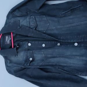 21Men Distressed Black Denim Jacket